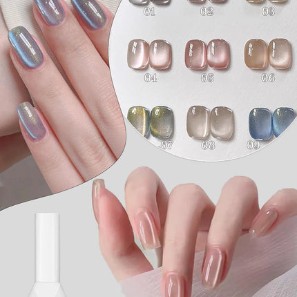 WS 10ML Silk Nude Crystal Cat Eye Gel Polish Magnetic Nail Polish Holographic Pink Cat Eye Gel Nail Polish Gel Gel Varnish