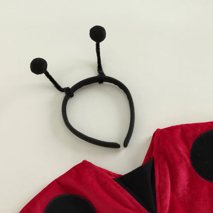 Toddlers Ladybird Costume, Baby Ladybug Cape + Headband Set for Cosplay, Halloween Party, Photography, 6 Months to 3 Years