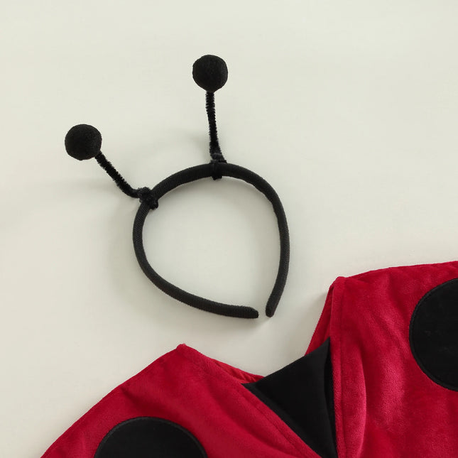 Toddlers Ladybird Costume, Baby Ladybug Cape + Headband Set for Cosplay, Halloween Party, Photography, 6 Months to 3 Years