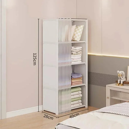 Multi-layer Storage Rack Portable Clothes Organizer Cabinet Dustproof Wardrobe Storage Cabinet Multifunctional with Curtains