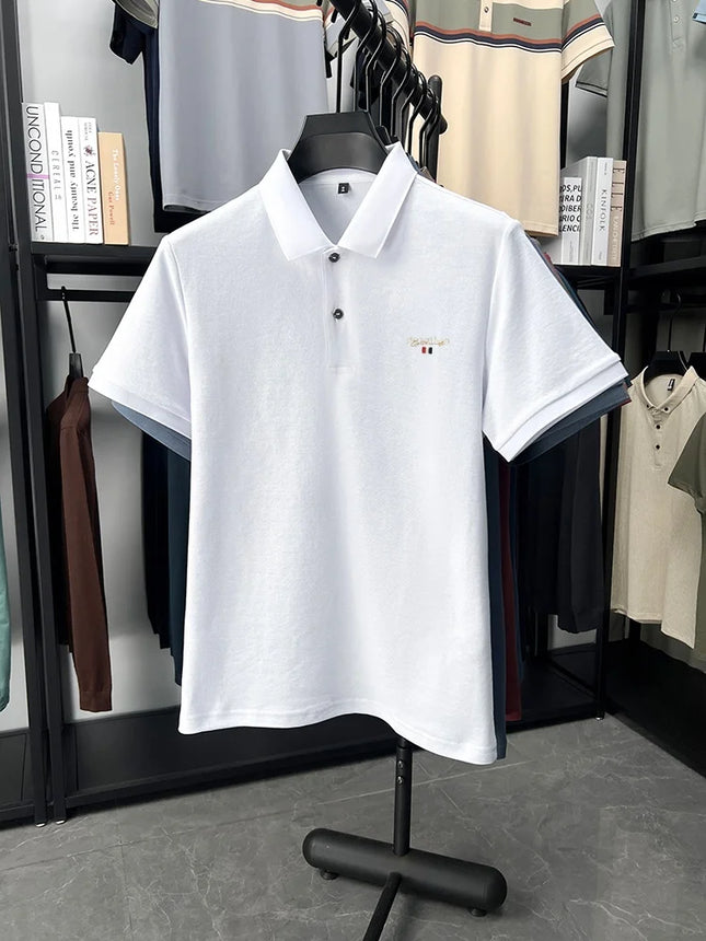 100% cotton luxury brand short sleeve polo shirt fashion letter embroidery men's summer breathable business casual lapel T-shirt