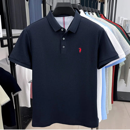 100% pure cotton high-end brand men's short sleeve polo shirt, summer fashion, original pony embroidery, golf polo, casual T-shirt