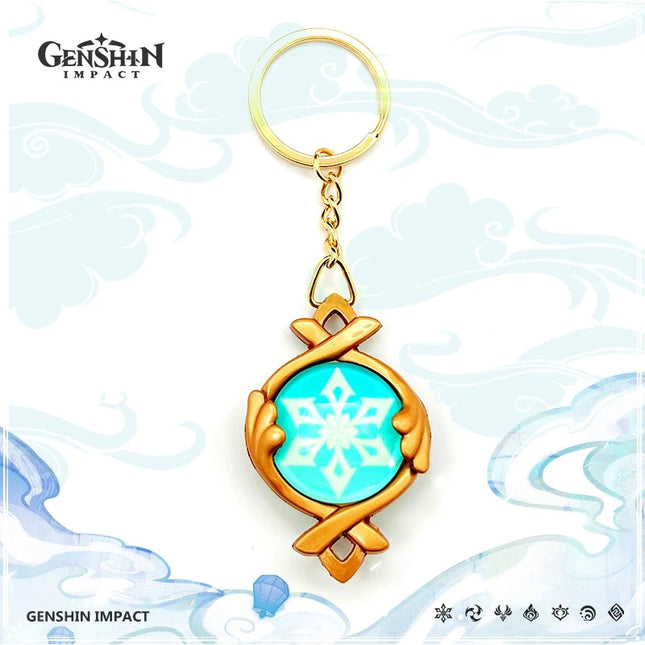 Game Impact Vision Fontaine Water God Focalors Lyney and Lynette Keychain Luminous 7 Element Eye Of Original God Toy KeyRing