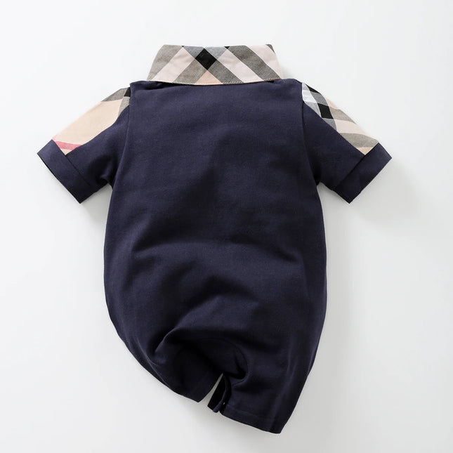 IURNXB Baby Boy's Romper Short Sleeve Cotton Infant Turn-down Collar Tuxedo Jumpsuit Gentleman Summer One Piece Play Suit Outfits