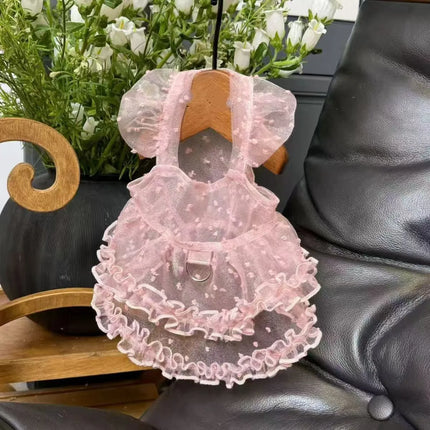 Lace Mesh Pet Dress Summer Princess Style Dog Clothes Maltese Breathable Suspender Sweet Little Dog Skirt