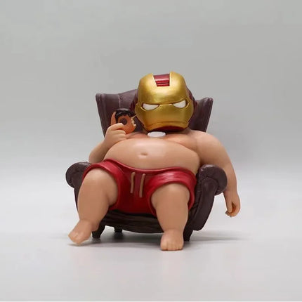 Marvel Avengers Deadpool Iron Man Fat Boy Figure Cute Collection Desktop Car Ornament Decoration Children Toys Gifts
