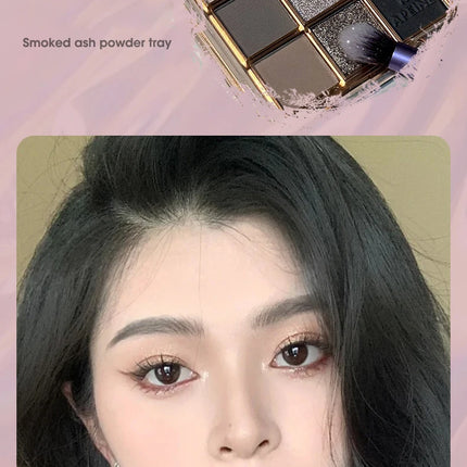 9 Colors Dark Punk Smoked Eyeshadow Palette Blue Black Pearl Matte Eye Shadow Makeup Palette Brightening Shimmer Lying Silkworm