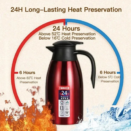 2L Thermal Coffee Bottle Stainless Steel Vacuum Flasks Office Hot Coffee Thermos Insulation Kettle Hot Water Thermos Pot