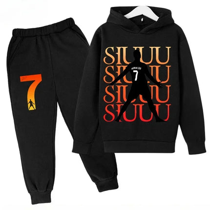 Spring Autumn Cr7 Ronaldo 3-12Y Children's Set Hoodie+Pants Suit 2-piece Set Boys Girls Casual Kids Tracksuits