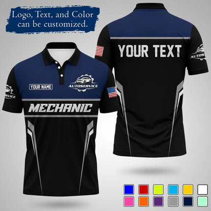 Mens Customizable Mechanic Work Polo Shirts Personalized Text And Logo Short Sleeve Tops 2026 Summer Breathable Sports POLO Tops