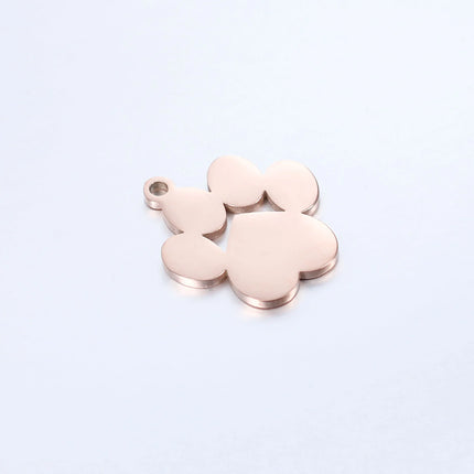 20pcs/lot Pet Dog Paw DIY Charms Wholesale Mirror Polish Stainless Steel Pendant Connectors Charm For Jewelry Making