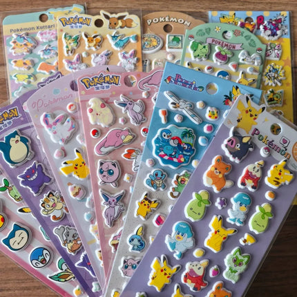 Genuine Pokemon Pikachu Squirtle 3D Stickers Cartoon Planner Decor Decal For Water Mug Phone Ipad Helmet Decor Decals Girls Gift