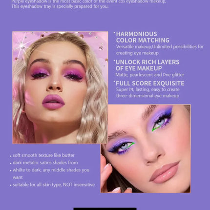 9-Color Purple Eyeshadow Palette – Matte & Shimmer, Waterproof Long-Lasting, Smoky & Natural Looks, Unisex