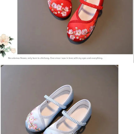 Princess Performance Traditional Chinese Hanfu Shoes Embroidered Children's Footwear Ancient Style Girls' Footwear Handmade