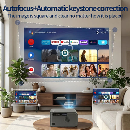 Beam Projector HD Native 1920*1080P 2500 ANSI Google Play HDR10+ WiFi6 BT5.2 Dual 5W HiFi Speaker Movies Home Cinema Projectors