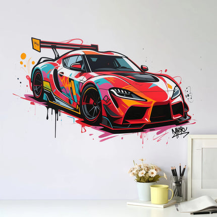 Cool Racing Car Stickers for Room Decoration Men's Favorite Wall Paper Beautification Super Stylish Decals for Teens' Bedroom