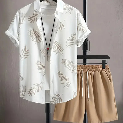2025 Simple All-in-one Men's Shirt Set Coconut Tree Print 3D Printed Shirt And Shorts Set Summer Casual Vacation Hawaiian Shirt