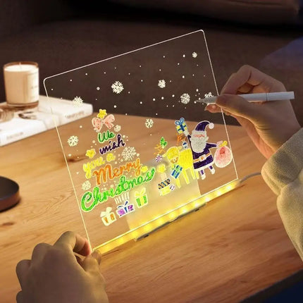 DIY Acrylic Board with Colour Pens LED Note Board Kid Drawing Toy LED Drawing Board Luminous Blackboard Wordpad with Night Light