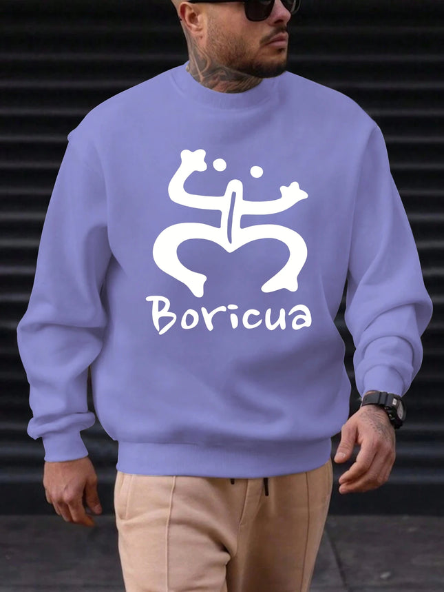 2025 Men's 100% Cotton Crew Neck Sweatshirt Boricua Art Print Cultural Elegant Premium Soft Comfortable Trendy Casual Daily Top