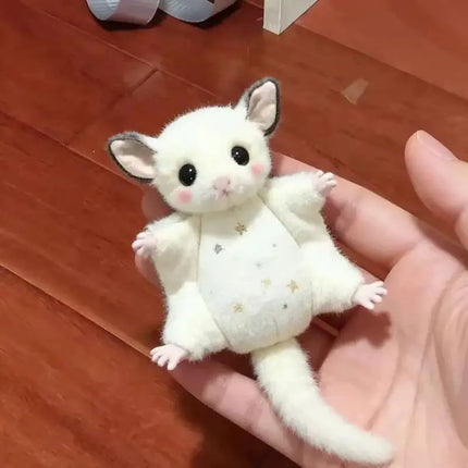 Cute White Sugar Glider Plush Keychain Stuffed Animal Pendant With Moon Star Pattern Bag Backpack Hanging Gift For Girlfriends