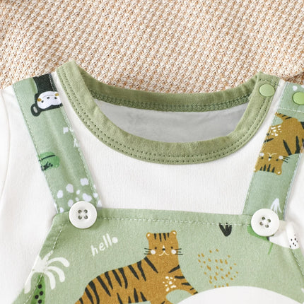 IURNXB Infant Koala Animal Print Romper for Boy Girl Newborn Baby Faux Two-Piece Bodysuit Short Sleeves Casual Play Wear 1-18M