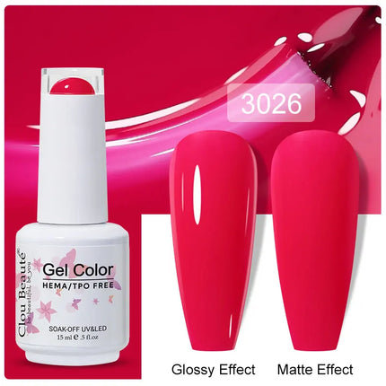 Clou Beaute 15ml Nail Gel Polish Vernis Semi Permanent UV LED Lamp Lakiery Hybrydowe Hema Free Red Nail Art Gel Lacquer Gel