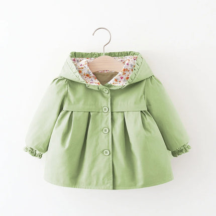 Newborn Baby Girl Clothes Spring And Autumn Solid Color Baby Girl Coat Simple Girl'S Windbreaker