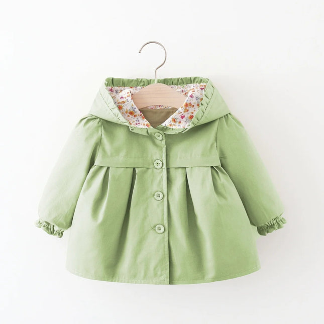 Newborn Baby Girl Clothes Spring And Autumn Solid Color Baby Girl Coat Simple Girl'S Windbreaker