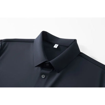 Men's 175G Silk Blended Polo Shirt Cool Feeling Short Sleeve Breathable Moisture Wicking Summer Seamless Golf Top Tees in Gray