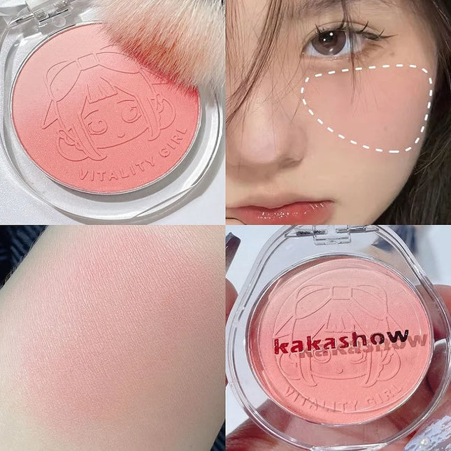 Dual gradient blush highlights natural nude makeup brightening cheeks purple blue female niche brand 2023 new
