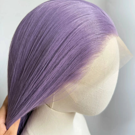 Ashely Light Purple Wig Special Grey-purple Lace Front Wigs 13*4 24inch Long Straight Synthetic Lace Wigs for Cosplay Party