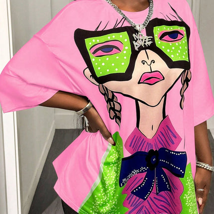 BamGleam Oversized T-shirt Loose Casual Hip-Hop Style Graphic Printed Women T-Shirt Summer Fashion Y2k Ladies Clothes Female Tee