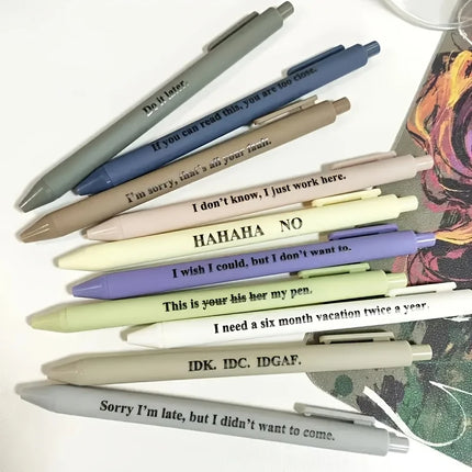8/16Funny and Playful Plastic Pen——Retractable Ballpoint Pen，Printed with humorous text，Black Ink，Suitable for Office、School、Par