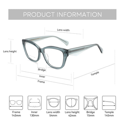 ZENOTTIC (M Size) New Fashion Square Progressive Prescription Eyewear Acetate Myopia Glasses Woman Men Optical Eyeglasses