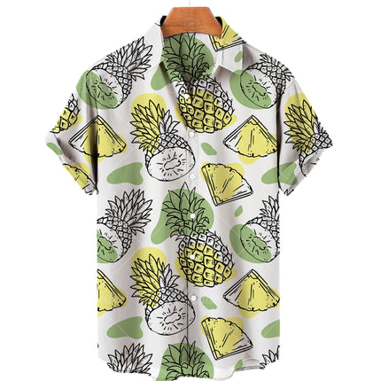 Pineapple Fruit Hawaiian Shirts Lemon 3d Print Men Fashion Blouses Casual Beach Camisas Summer Men's Vocation Lapel Shirt
