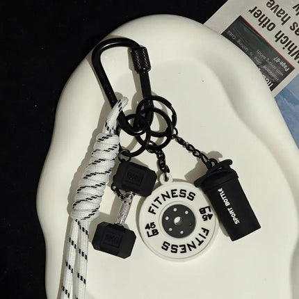 Dopamine Fitness Series Pendant D-shaped Buckle Detachable Barbell Plates Key Chain Bag Charm Creative Large Dumbbells Keyring