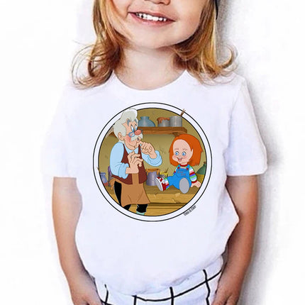 Kids Chucky Children Satan Halloween Horror Ghost Tee Manga Y2K Designer T Shirt Funny Anime Clothes Kid Girl Boy Tops Tees
