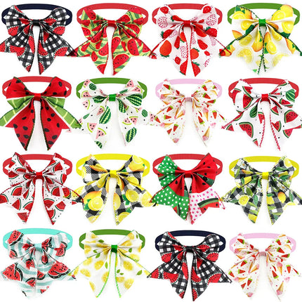 50pcs Summer Dog Neckties Fruit Style Adjustable Small Dog Puppy Bow Tie Collar Pets Grooming Pet Accessories for Small Dogs