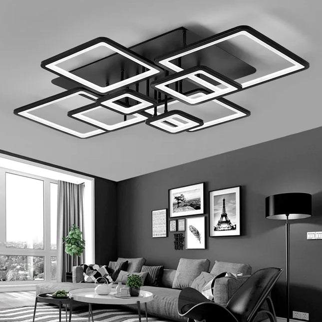 Modern Living Room Acrylic LED Ceiling Lamp Bulb 220V Black Bedroom Study Ceiling Light Home Dining Room Lighting Chandelier Fixture