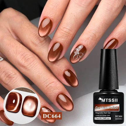 7ml Dark Coffee Glass Magnetic Gel Nail Polish Gentle Moonlight Gel Autumn And Winter Colors Soak Off Semi-Permanent Varnish
