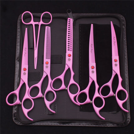 Pet Grooming Scissors Purple Dragon Japan Stainless Pink Curved Scissors For Dogs Dog Thinning Scissors Pet Chunker Shears Z3003