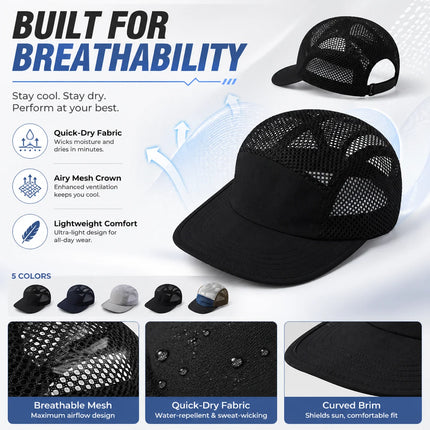 Summer Full Mesh Baseball Cap Quick Dry Breathable Sport Hat Deep 11cm Adjustable Cooling Running Hiking Sun Hats for Men Women