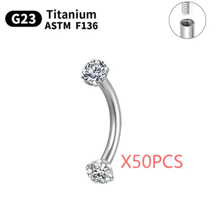 Wholesale 5/50PCS G23 Titanium Eyebrow Piercing Nose Ring Septum Helix Cartilage Piercing C rod Body Jewelry For Women