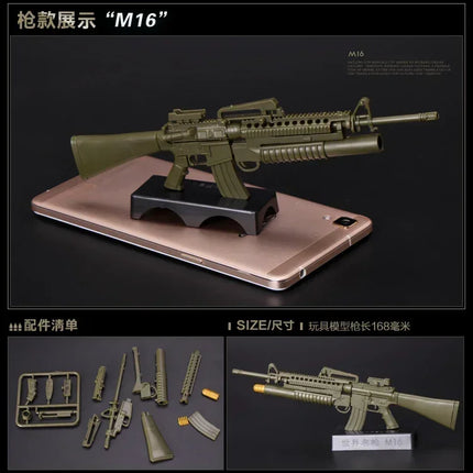1/6 4D Gun AK47 MG42 MSR Barrett Sniper Rifle Gatling Soldier Weapon Assembly Plastic Model Kit Military Building Block Toy