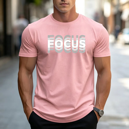 Gradient letter printed T-shirt, fashionable round neck short sleeved top, urban casual men's daily commuting short sleeved shir
