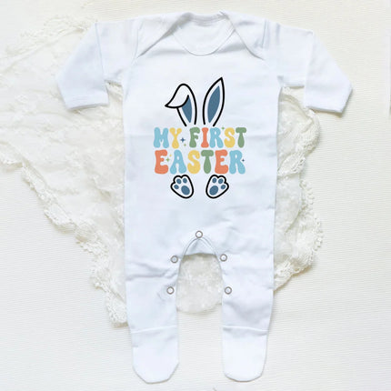 My First Easter Bunny Print Baby Bodysuit Babygrow Sleepsuit Rabbit Infant Long Sleeve Outfit Clothes Infant Easter Party Romper