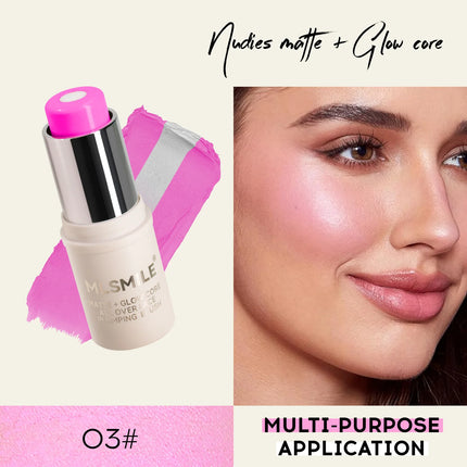 MLSMILE 7 color Shimmer Sandwich Blush Stick Natural Long-lasting Brightening Easy Color Highlighter Stick Two-Color Blush Cream