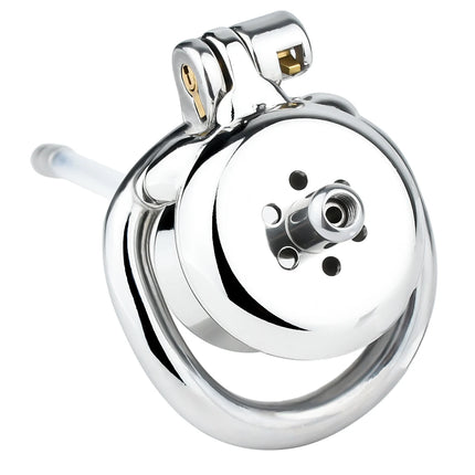 FRRK 268 Flat Button Sissies Male Chastity Cage, 240 Steel Urethral Inverted Chastity Belt, Slave Man Sex Toy Anti-Cheating