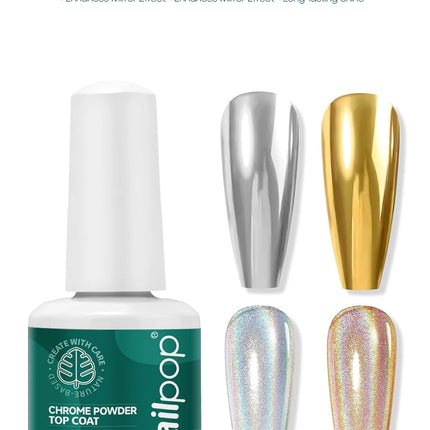 Nailpop Magic Mirror 15ml Promote Mirror Effect Top Coat Long-lasting Shine Effect shines Gel Polish No Wipe Easy Home Salon 1pc