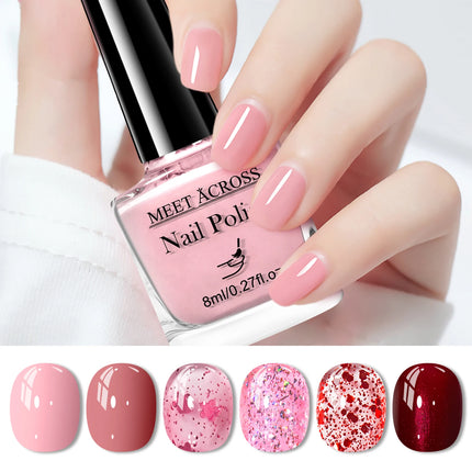 6pcs/set 8ml Water-Based Nail Polish Long Lasting Quick Drying No Lamp Cure Nail Supplies Vernis for Nails Manicure